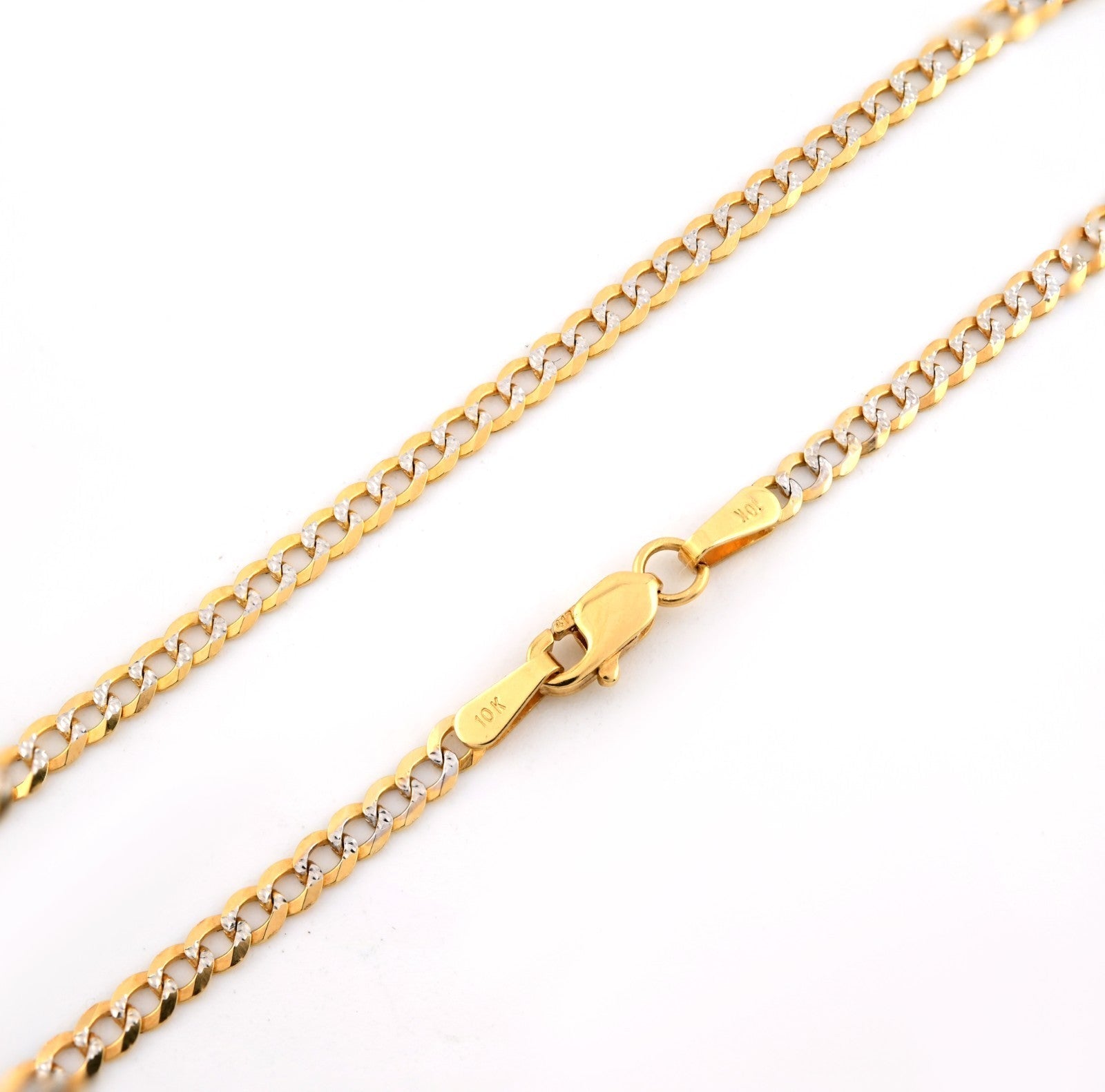 10kt Yellow Gold Two Tone Cuban Bracelet 8'' Chain 2.5mm Women Men Necklace 1.9g - Elite Jewelers - Bracelets