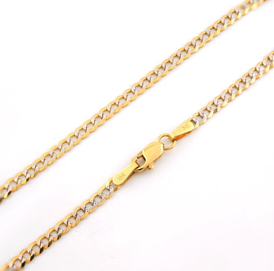 10kt Yellow Gold Two Tone Cuban Bracelet 8'' Chain 2.5mm Women Men Necklace 1.9g - Elite Jewelers - Bracelets
