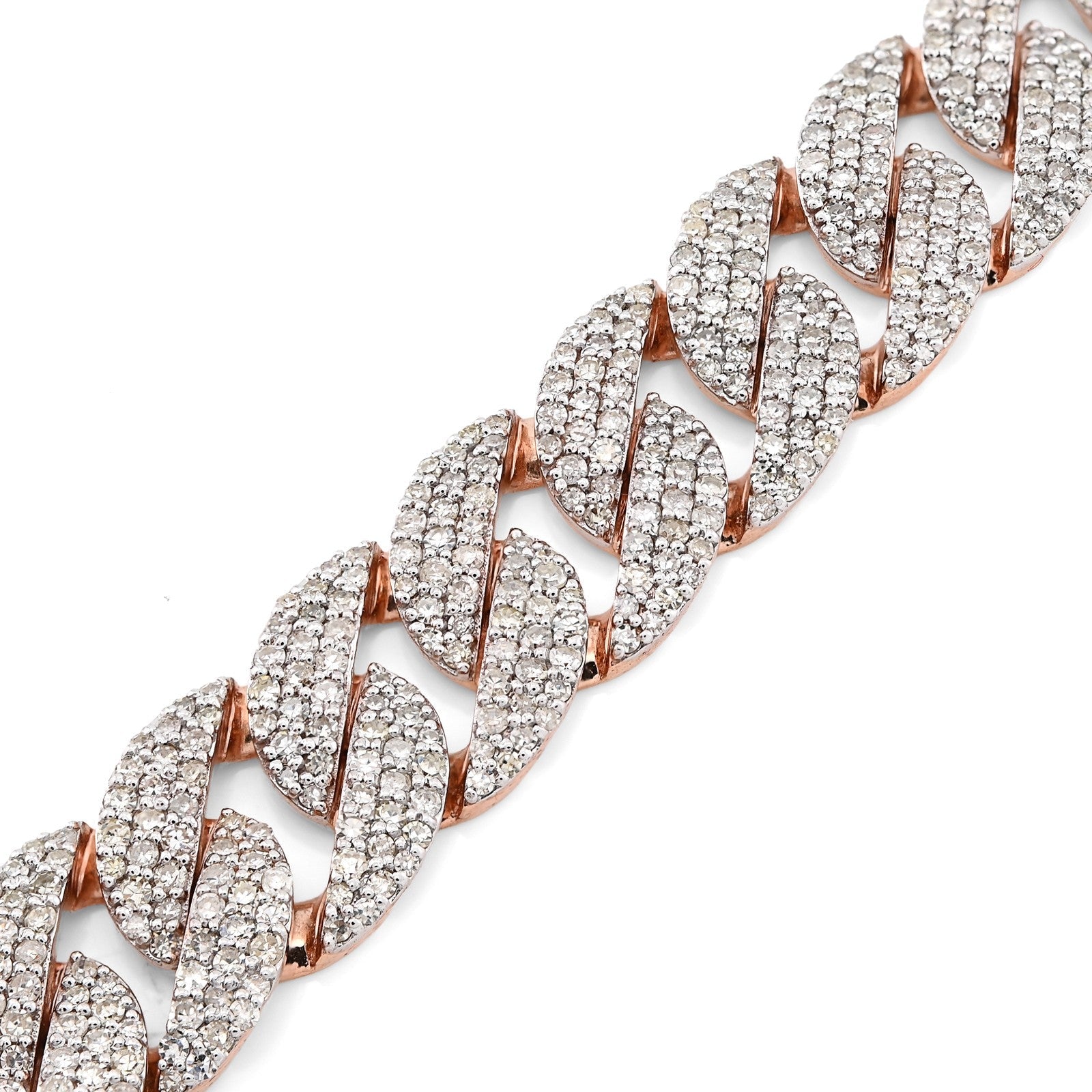 10MM 10k Rose Gold 23.2gms 5.6CTW Natural Diamond Mens Cuban Bracelet 7.5 Inches - Elite Jewelers - Bracelets