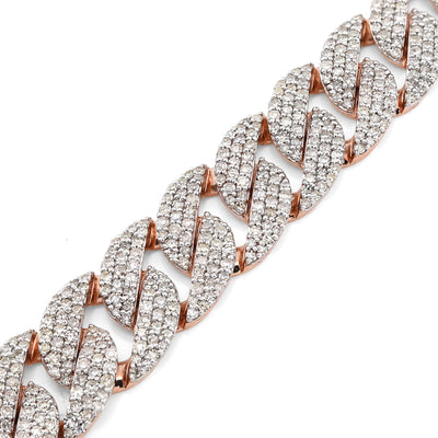 10MM 10k Rose Gold 23.2gms 5.6CTW Natural Diamond Mens Cuban Bracelet 7.5 Inches - Elite Jewelers - Bracelets