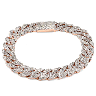 10MM 10k Rose Gold 23.2gms 5.6CTW Natural Diamond Mens Cuban Bracelet 7.5 Inches - Elite Jewelers - Bracelets