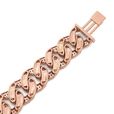 10MM 10k Rose Gold 23.2gms 5.6CTW Natural Diamond Mens Cuban Bracelet 7.5 Inches - Elite Jewelers - Bracelets