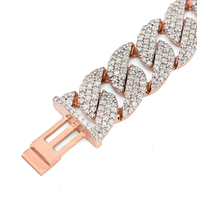 10MM 10k Rose Gold 23.2gms 5.6CTW Natural Diamond Mens Cuban Bracelet 7.5 Inches - Elite Jewelers - Bracelets