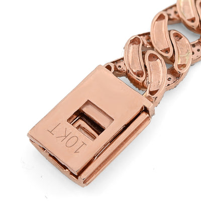 10MM 10k Rose Gold 23.2gms 5.6CTW Natural Diamond Mens Cuban Bracelet 7.5 Inches - Elite Jewelers - Bracelets