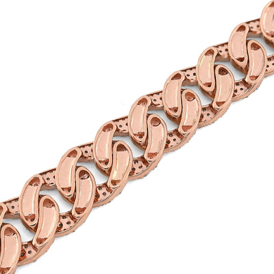 10MM 10k Rose Gold 23.2gms 5.6CTW Natural Diamond Mens Cuban Bracelet 7.5 Inches - Elite Jewelers - Bracelets