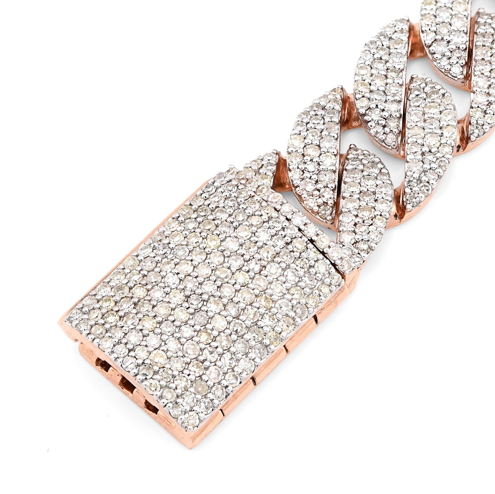 10MM 10k Rose Gold 23.2gms 5.6CTW Natural Diamond Mens Cuban Bracelet 7.5 Inches - Elite Jewelers - Bracelets