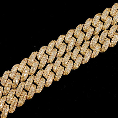 10MM 10k Yellow Gold 21In 19CTW Natural Baguette Diamond Cuban Link Chain 53.7g - Elite Jewelers - Necklaces & Chains