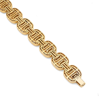 10MM 10k Yellow Gold 24.3gm 4.11CTW Pure Round/Baguette Diamond GG Link Bracelet - Elite Jewelers - Bracelets