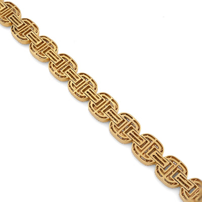 10MM 10k Yellow Gold 24.3gm 4.11CTW Pure Round/Baguette Diamond GG Link Bracelet - Elite Jewelers - Bracelets