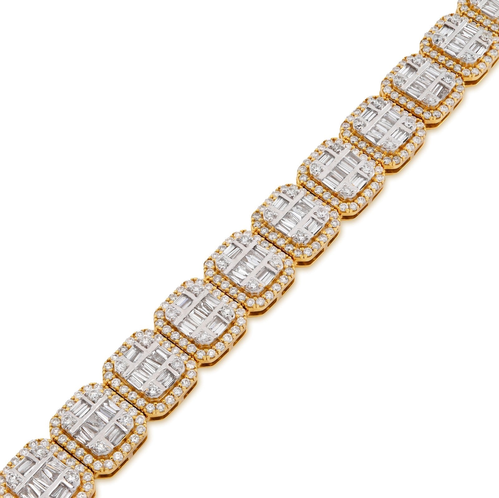 10MM 10k Yellow Gold 31.8gms 7.59CTW Pure Round/Baguette Diamond Tennis Bracelet - Elite Jewelers - Bracelets
