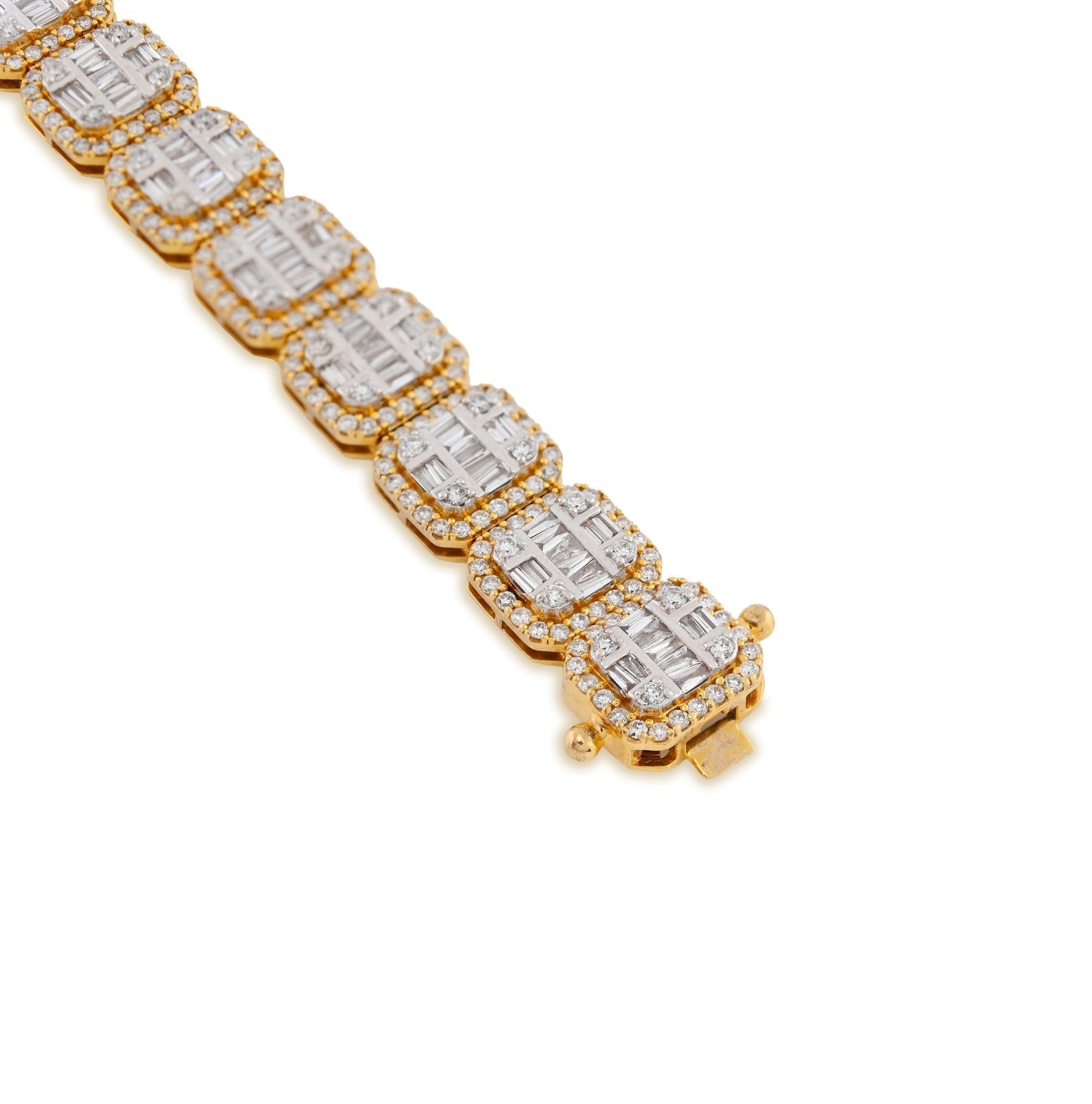 10MM 10k Yellow Gold 31.8gms 7.59CTW Pure Round/Baguette Diamond Tennis Bracelet - Elite Jewelers - Bracelets