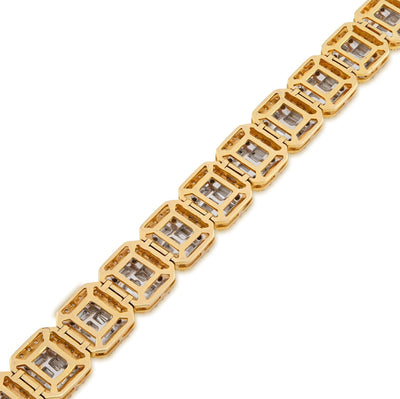 10MM 10k Yellow Gold 31.8gms 7.59CTW Pure Round/Baguette Diamond Tennis Bracelet - Elite Jewelers - Bracelets