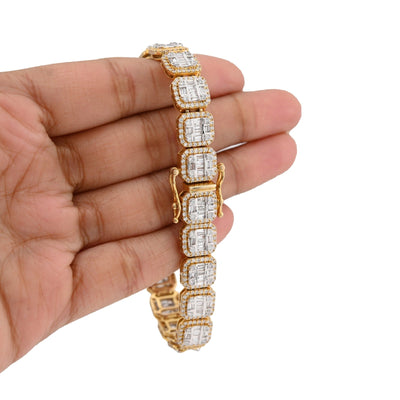 10MM 10k Yellow Gold 31.8gms 7.59CTW Pure Round/Baguette Diamond Tennis Bracelet - Elite Jewelers - Bracelets