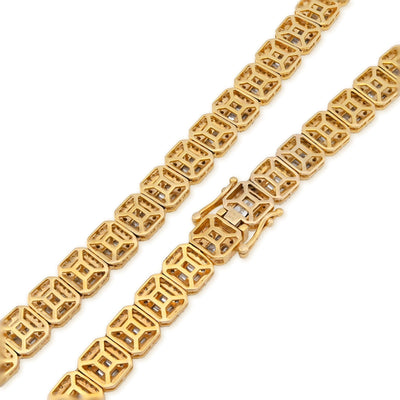 10MM 10k Yellow Gold 87.2gm 22.39CTW Natural Round/Baguette Diamond Tennis Chain - Elite Jewelers - Necklaces