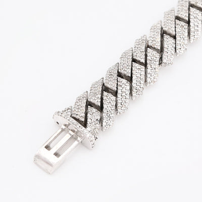 10MM 925 Sterling Silver 39.8gm 6.31CTW Natural Diamond Snake Cuban 8In Bracelet - Elite Jewelers - Bracelets