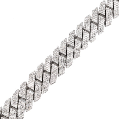 10MM 925 Sterling Silver 39.8gm 6.31CTW Natural Diamond Snake Cuban 8In Bracelet - Elite Jewelers - Bracelets