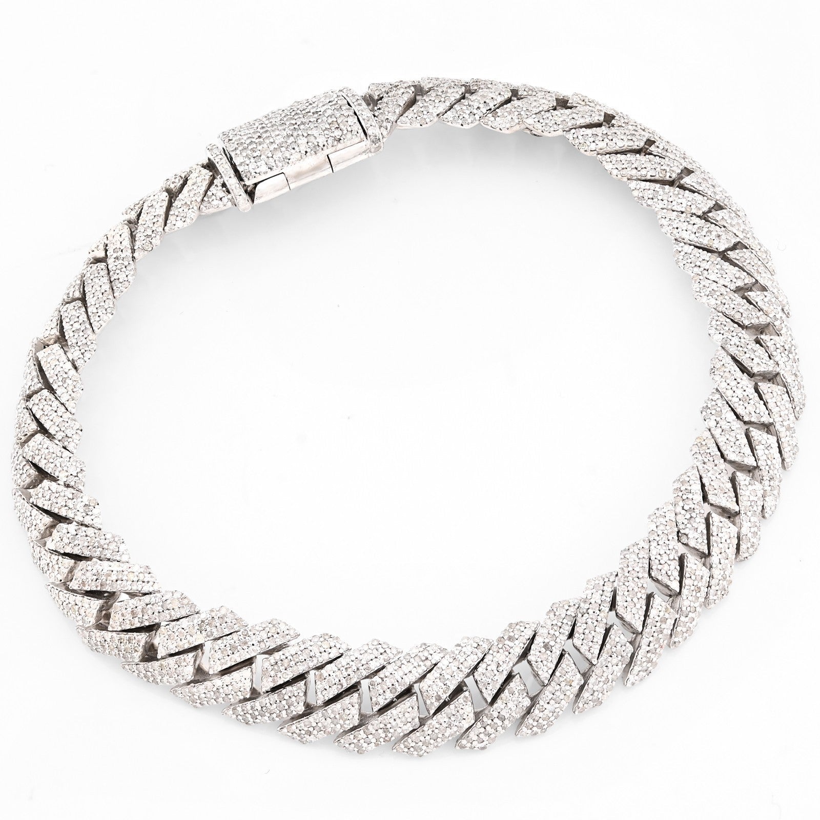10MM 925 Sterling Silver 39.8gm 6.31CTW Natural Diamond Snake Cuban 8In Bracelet - Elite Jewelers - Bracelets