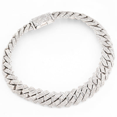 10MM 925 Sterling Silver 39.8gm 6.31CTW Natural Diamond Snake Cuban 8In Bracelet - Elite Jewelers - Bracelets