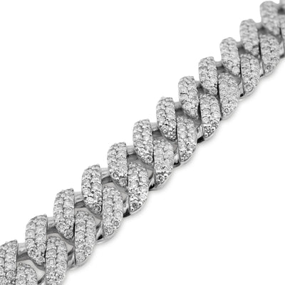10MM 925 Sterling Silver 42.8gms 9.5CTW Lab Diamond Cuban Link Bracelet 8 Inches - Elite Jewelers - Bracelets