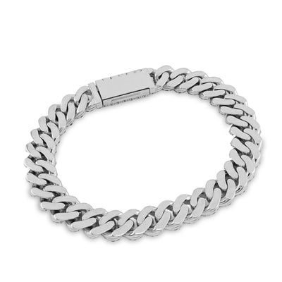 10MM 925 Sterling Silver 42.8gms 9.5CTW Lab Diamond Cuban Link Bracelet 8 Inches - Elite Jewelers - Bracelets