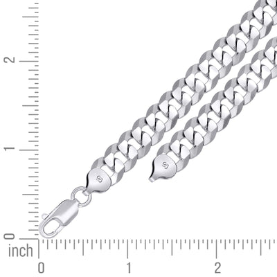 10MM 925 Sterling Silver Rhodium 19.5g Solid Super Flat Cuban 8 Inch Bracelet - Elite Jewelers - Bracelets