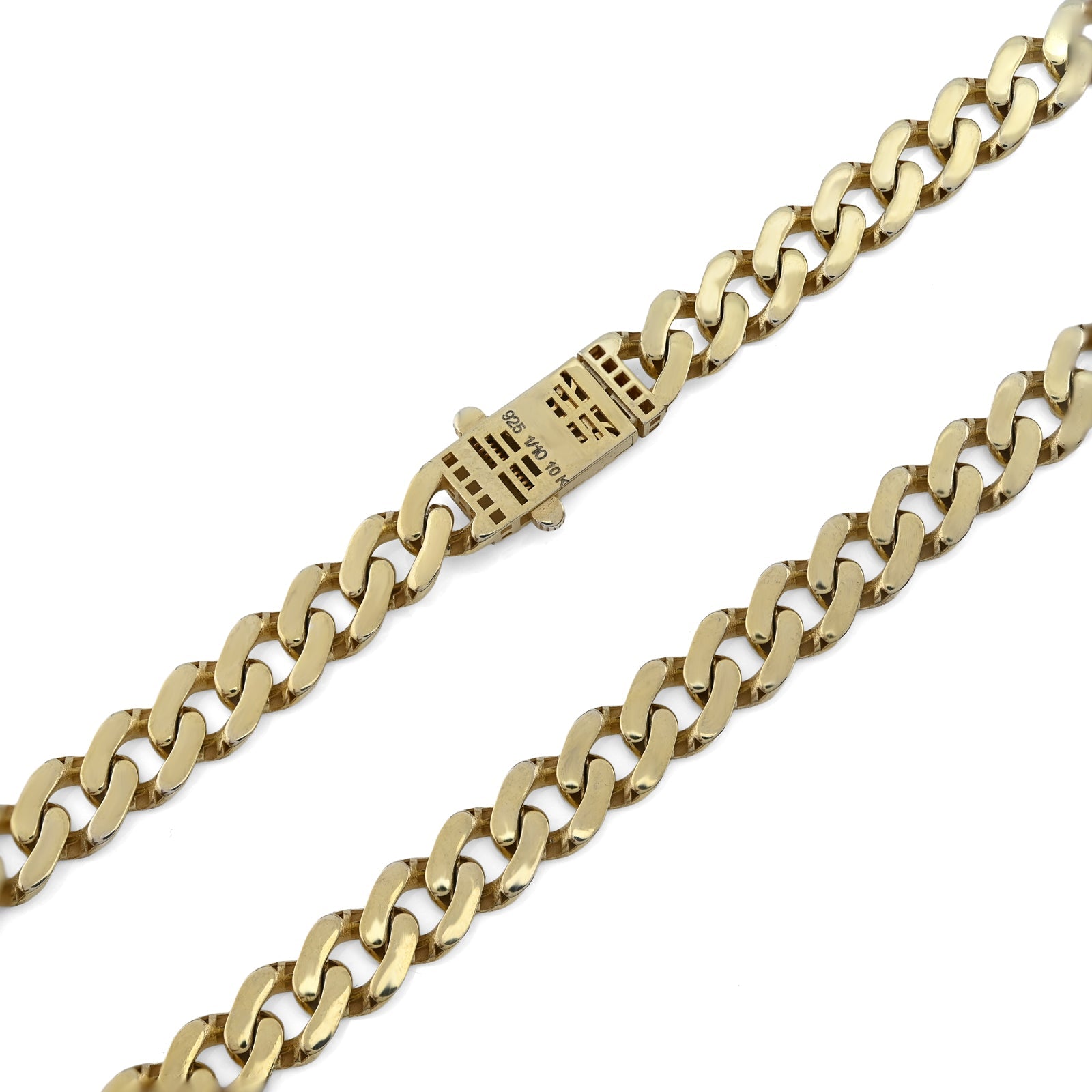 10MM Monaco Cuban Chain 24Inch Necklace 40.2g 1/10th 10k Yellow Gold Bonded 925 - Elite Jewelers - Necklaces & Chains