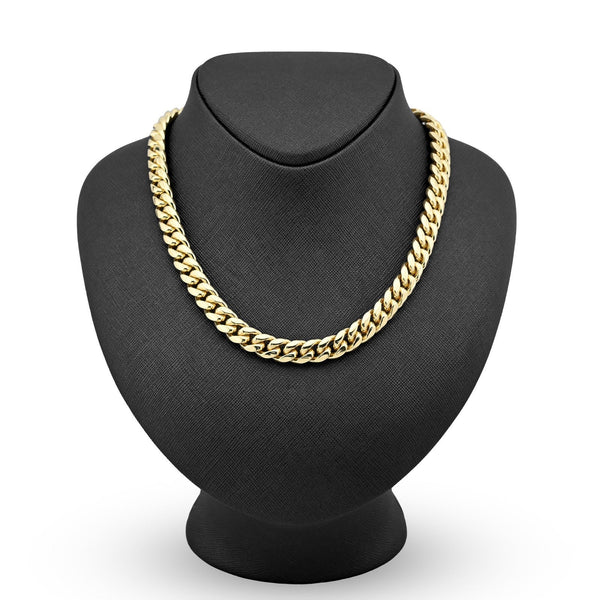 10MM Stainless Steel 14K Gold Plated 20 Inch Cuban Link Chain 104.4gms Mens Necklace - Elite Jewelers - Necklaces & Chains