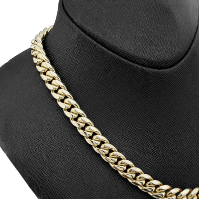 10MM Stainless Steel 14K Gold Plated 20 Inch Cuban Link Chain 104.4gms Mens Necklace - Elite Jewelers - Necklaces & Chains