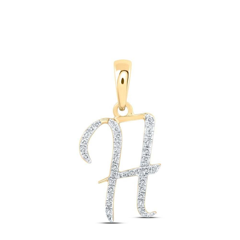 1/10CTW Natural Diamond 10k White Gold Initial "H" Pendant Letter Charm - Elite Jewelers - Charms & Pendants