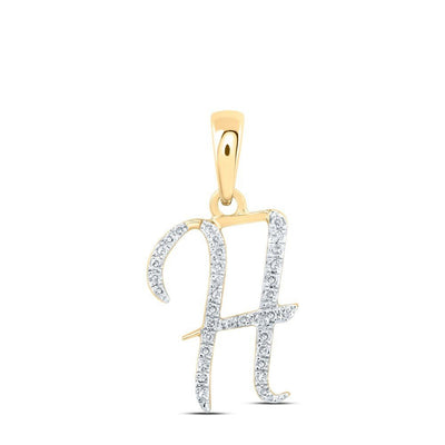 1/10CTW Natural Diamond 10k White Gold Initial "H" Pendant Letter Charm - Elite Jewelers - Charms & Pendants