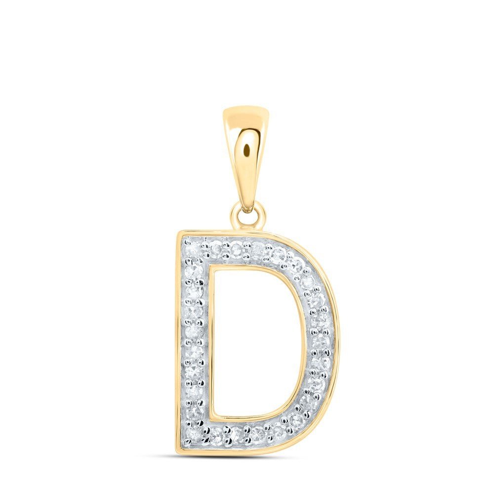 1/10CTW Natural Diamond 10k Yellow Gold Initial "D" Letter Charm 0.75g Pendant - Elite Jewelers - Charms & Pendants