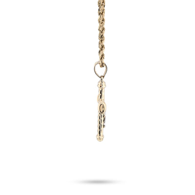 1/10th 10k Gold Bonded 925 2Tone Textured Tube Cross Crucifix Pendant 1.3g Charm - Elite Jewelers - Charms & Pendants
