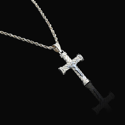 1/10th 10k Gold Bonded 925 2Tone Textured Tube Cross Crucifix Pendant 1.3g Charm - Elite Jewelers - Charms & Pendants