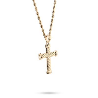 1/10th 10k Gold Bonded 925 2Tone Textured Tube Cross Crucifix Pendant 1.3g Charm - Elite Jewelers - Charms & Pendants