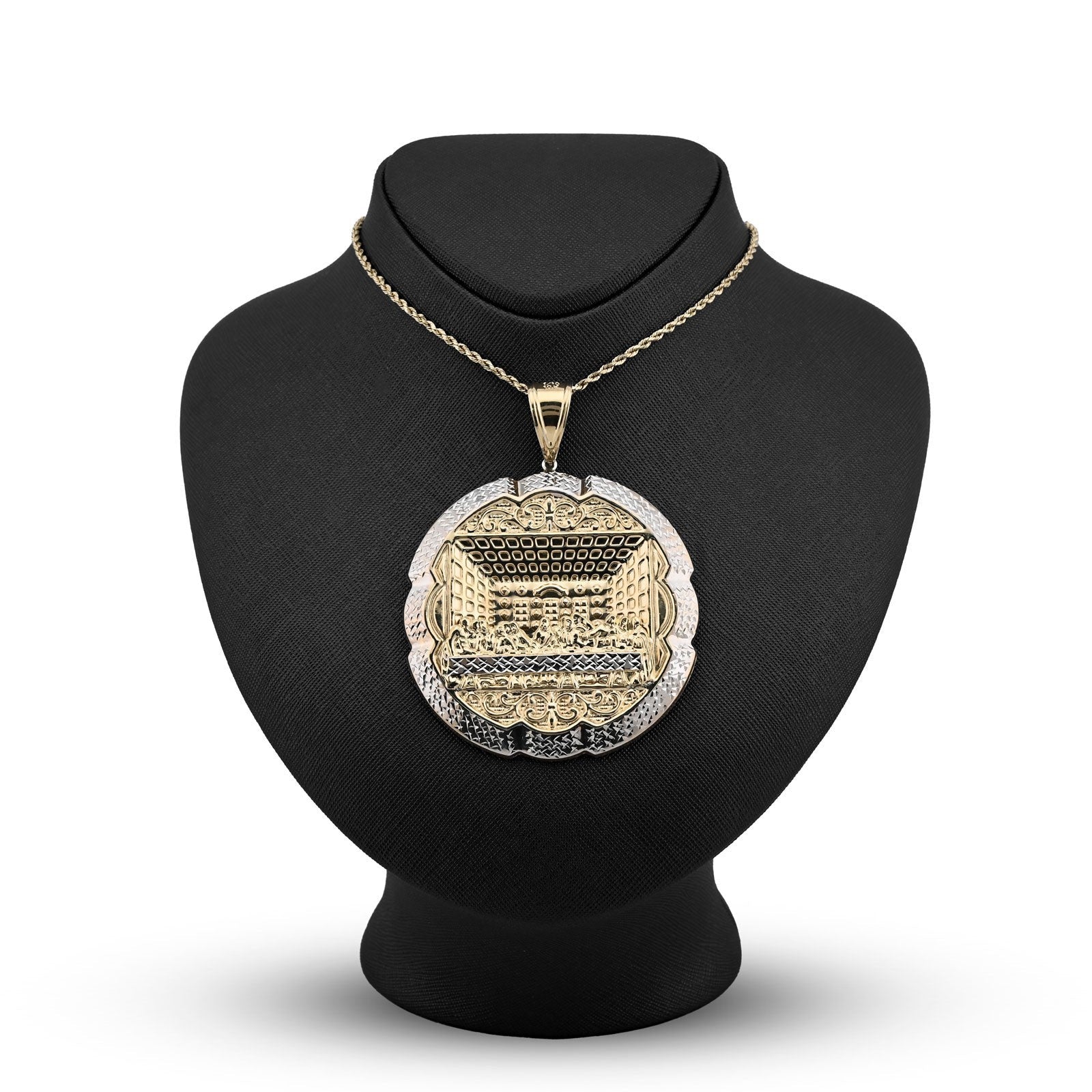 1/10th 10k Gold Bonded 925 Big Last Supper Pendant 20gms Mens Two Tone Charm - Elite Jewelers - Charms & Pendants
