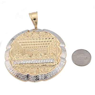 1/10th 10k Gold Bonded 925 Big Last Supper Pendant 20gms Mens Two Tone Charm - Elite Jewelers - Charms & Pendants