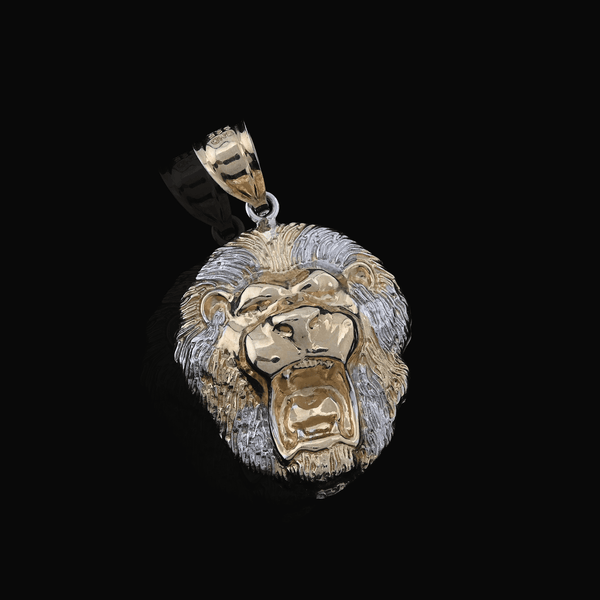 1/10th 10k Gold Bonded 925 Diamond Cut 3D Two Tone Lion Head Pendant 2.3g Charm - Elite Jewelers - Charms & Pendants