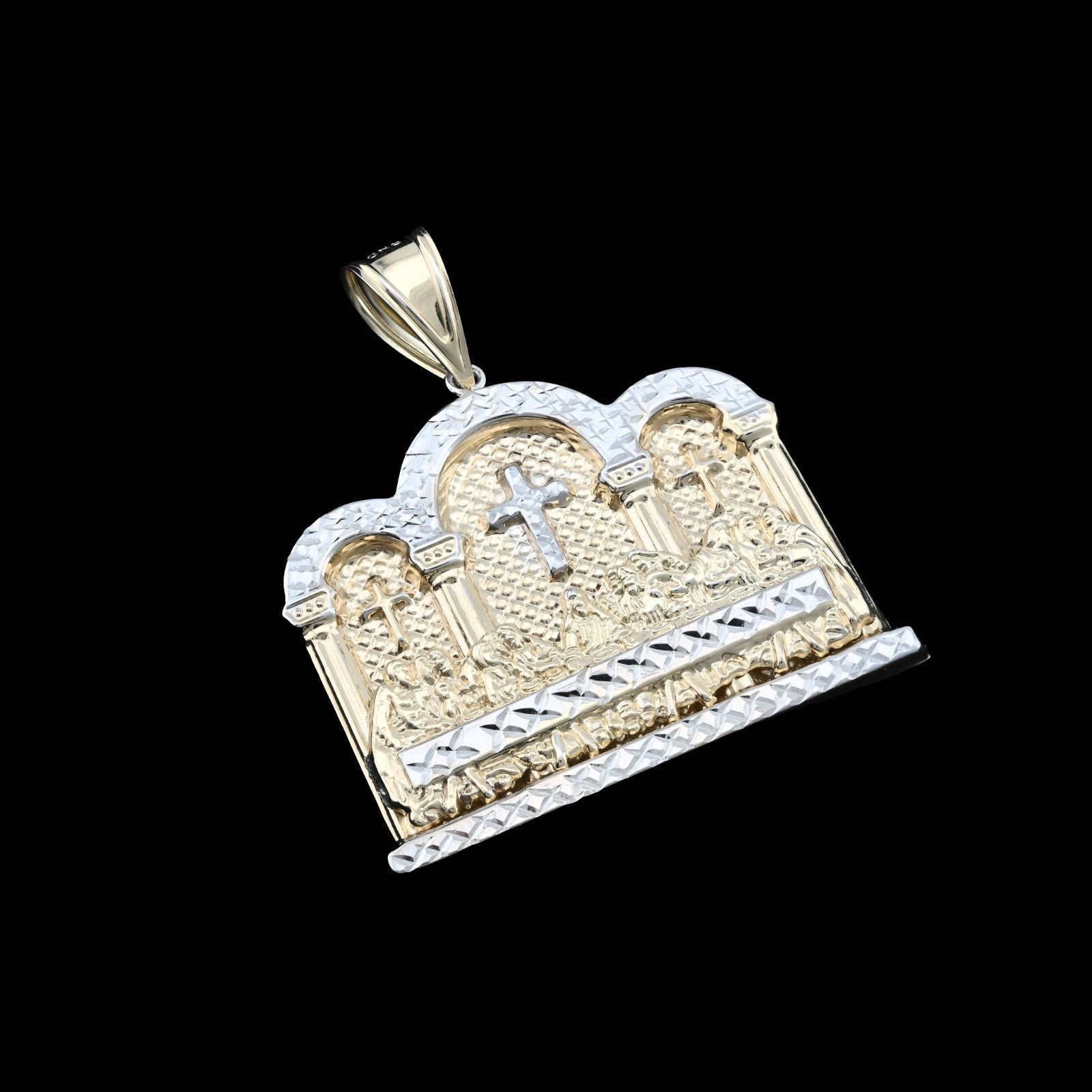 1/10th 10k Gold Bonded 925 Diamond Cut Last Supper 2 Tone Pendant 8.2g Men Charm - Elite Jewelers - Charms & Pendants