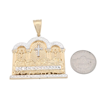 1/10th 10k Gold Bonded 925 Diamond Cut Last Supper 2 Tone Pendant 8.2g Men Charm - Elite Jewelers - Charms & Pendants
