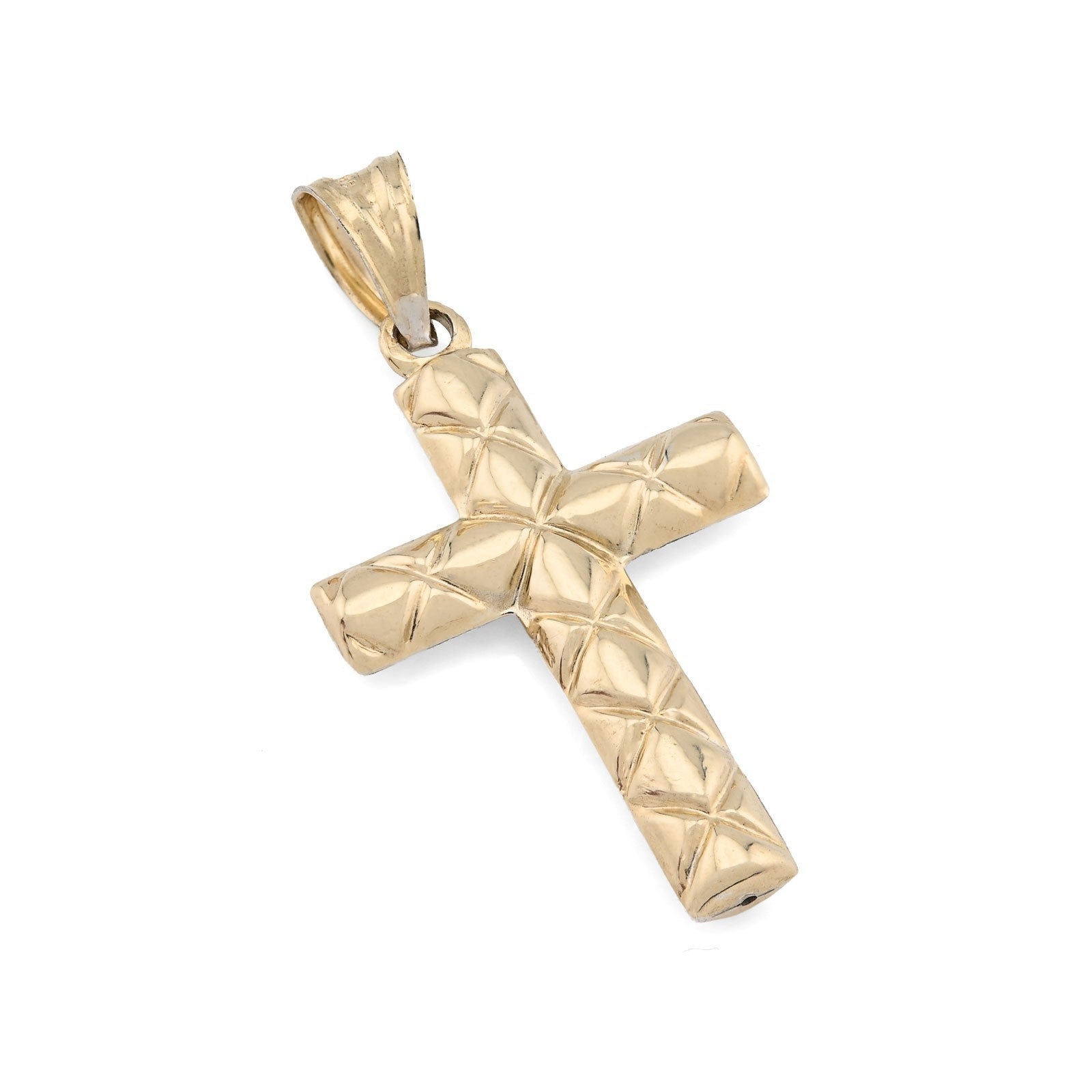 1/10th 10k Gold Bonded 925 Diamond Cut Tube Cross Pendant Two Tone 1.1g Charm - Elite Jewelers - Charms & Pendants
