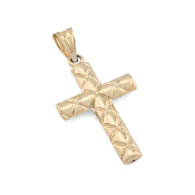 1/10th 10k Gold Bonded 925 Diamond Cut Tube Cross Pendant Two Tone 1.1g Charm - Elite Jewelers - Charms & Pendants