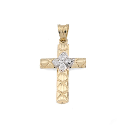 1/10th 10k Gold Bonded 925 Diamond Cut Tube Cross Pendant Two Tone 1.1g Charm - Elite Jewelers - Charms & Pendants