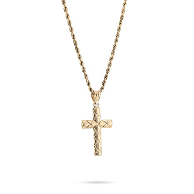 1/10th 10k Gold Bonded 925 Diamond Cut Tube Cross Pendant Two Tone 1.1g Charm - Elite Jewelers - Charms & Pendants