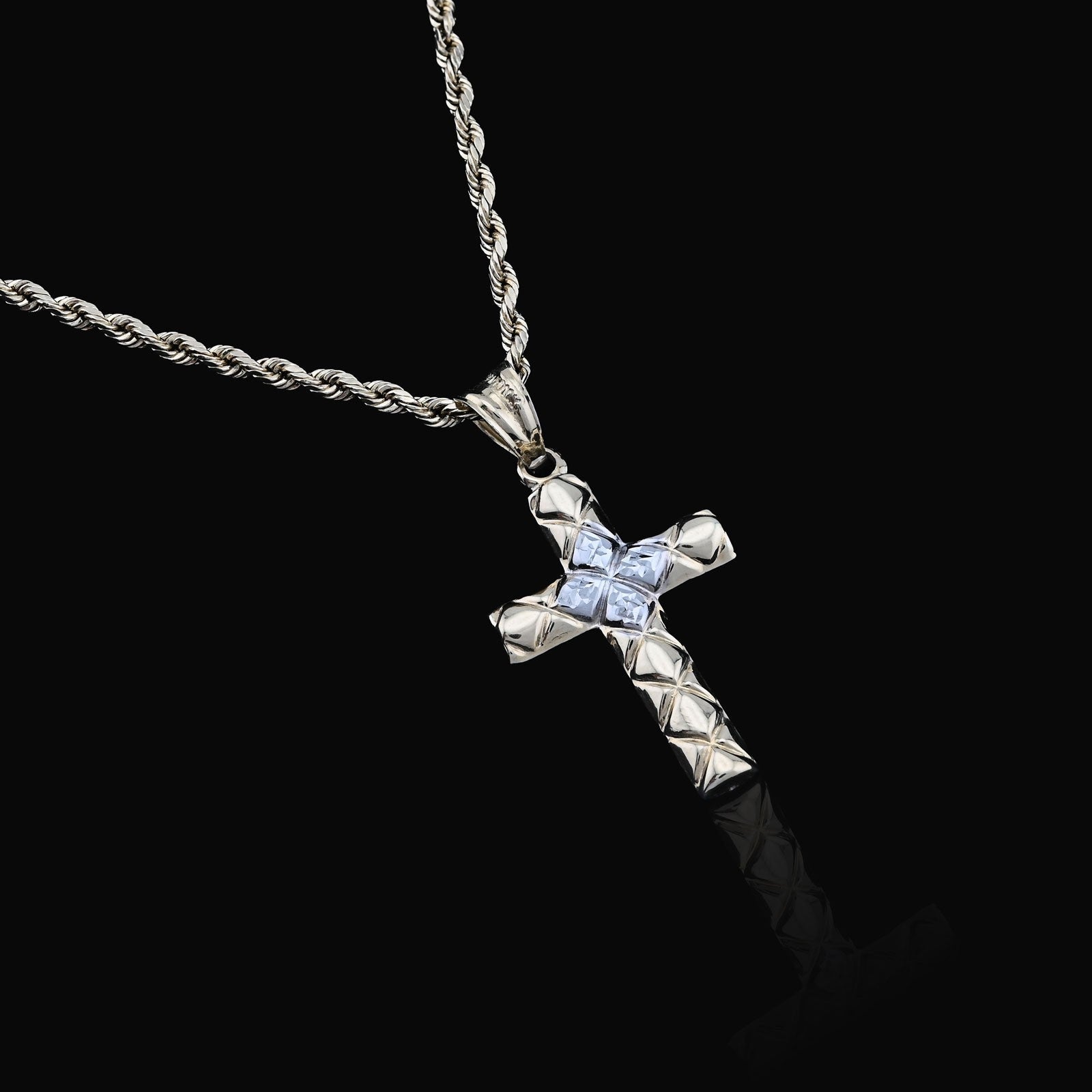1/10th 10k Gold Bonded 925 Diamond Cut Tube Cross Pendant Two Tone 1.1g Charm - Elite Jewelers - Charms & Pendants