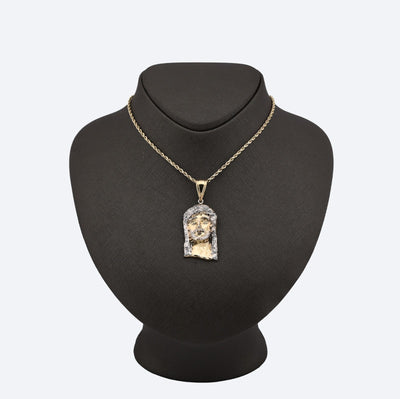 1/10th 10k Gold Bonded 925 Jesus Head Pendant Two Tone 4.3g Mens Religious Charm - Elite Jewelers - Charms & Pendants