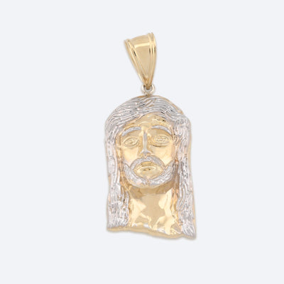 1/10th 10k Gold Bonded 925 Jesus Head Pendant Two Tone 4.3g Mens Religious Charm - Elite Jewelers - Charms & Pendants