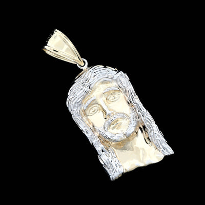 1/10th 10k Gold Bonded 925 Jesus Head Pendant Two Tone 4.3g Mens Religious Charm - Elite Jewelers - Charms & Pendants