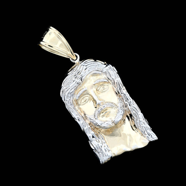 1/10th 10k Gold Bonded 925 Jesus Head Pendant Two Tone 4.3g Mens Religious Charm - Elite Jewelers - Charms & Pendants