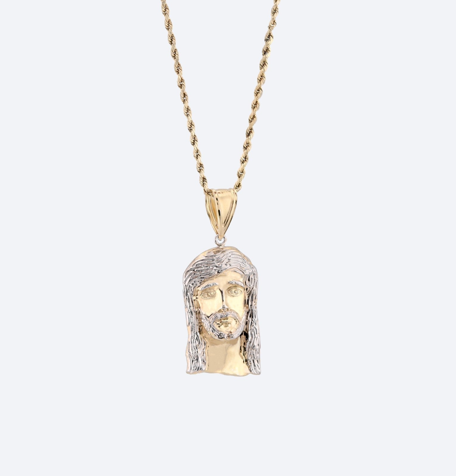 1/10th 10k Gold Bonded 925 Jesus Head Pendant Two Tone 4.3g Mens Religious Charm - Elite Jewelers - Charms & Pendants