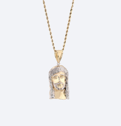 1/10th 10k Gold Bonded 925 Jesus Head Pendant Two Tone 4.3g Mens Religious Charm - Elite Jewelers - Charms & Pendants